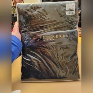 NWT VTG Lauren Ralph Lauren Black Herringbone Tablecloth 70" x 84" Oblong